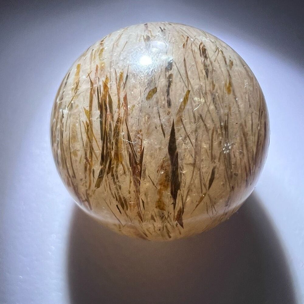 Golden Rutilated Quartz Marble Sphere (#10) - Picture 6 of 9